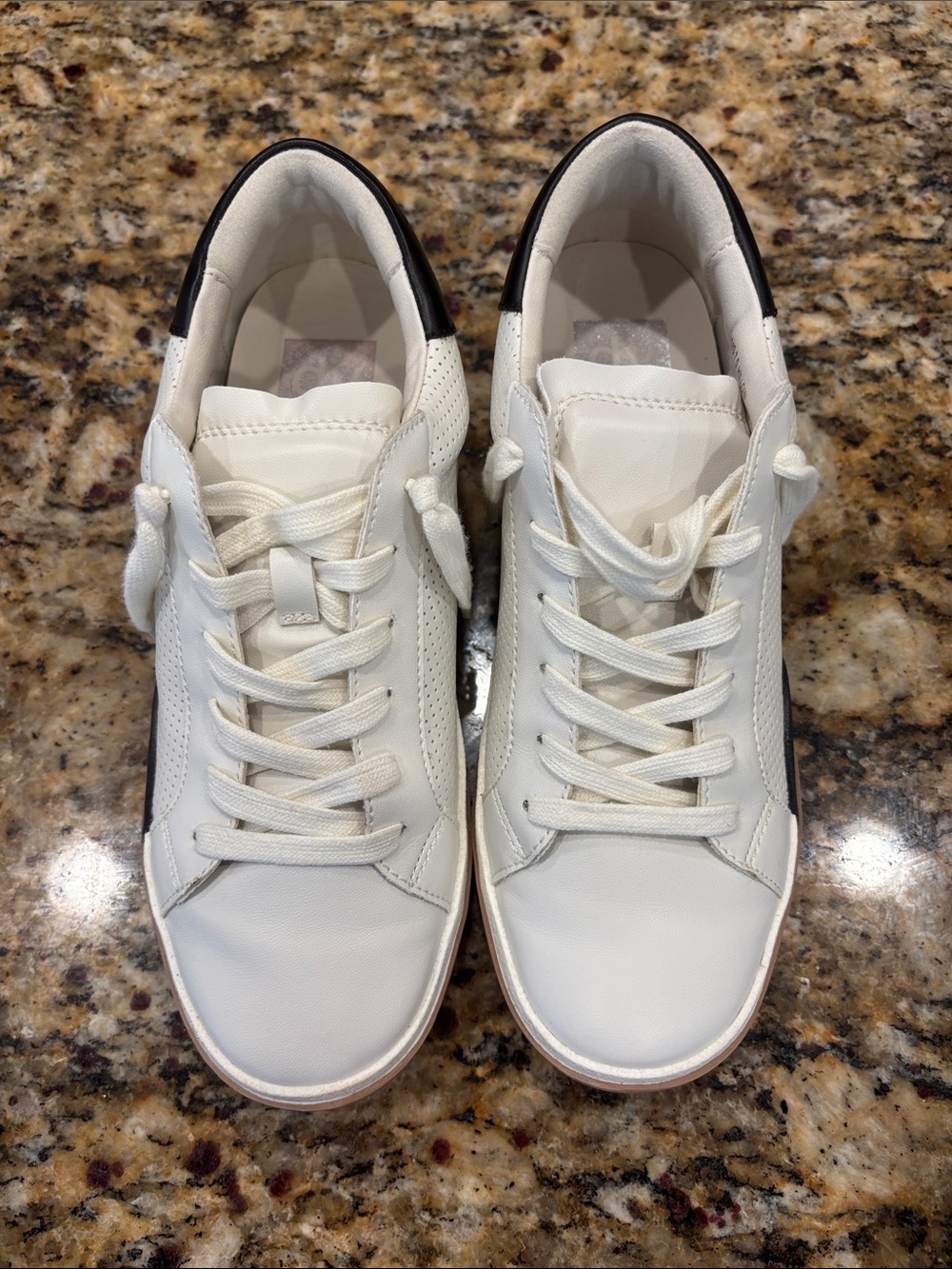 Dolce Vita White Sneakers with Black Heel Accent